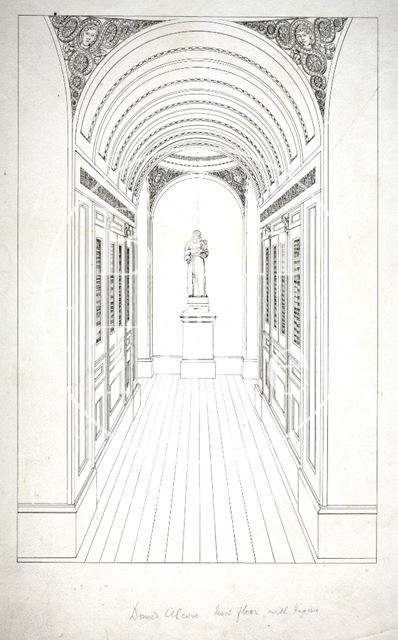 Domed alcove, first floor with figure, Beckford's Tower, Lansdown, Bath 1828