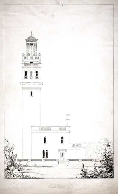 Lansdown Tower, east front, Beckford's Tower, Lansdown, Bath 1828