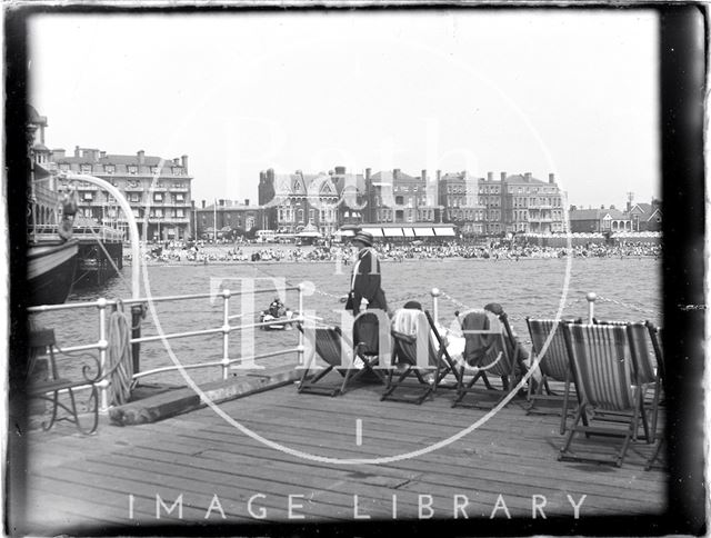 View from a passenger ship of the seafront at Southsea, Hampshire 1933