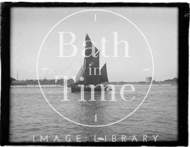 A sailing ship at Portsmouth Harbour, Hampshire 1933