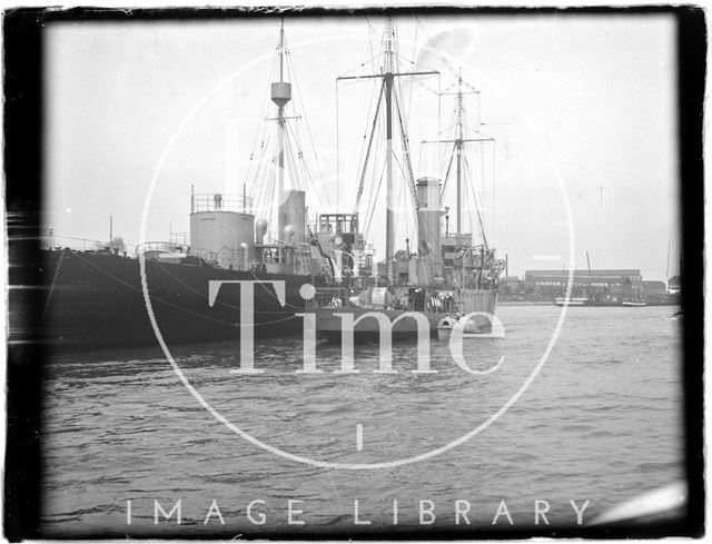 Vessels at Portsmouth Harbour, Hampshire 1933