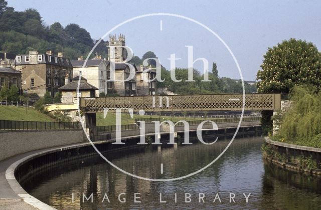 The Halfpenny Bridge, River Avon and Claverton Street, Bath 1984