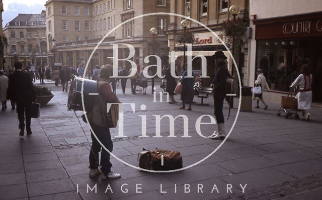 Buskers in Stall Street, Bath 1984