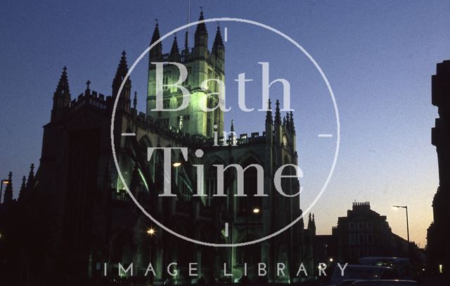 Bath Abbey in the evening from Orange Grove 1984