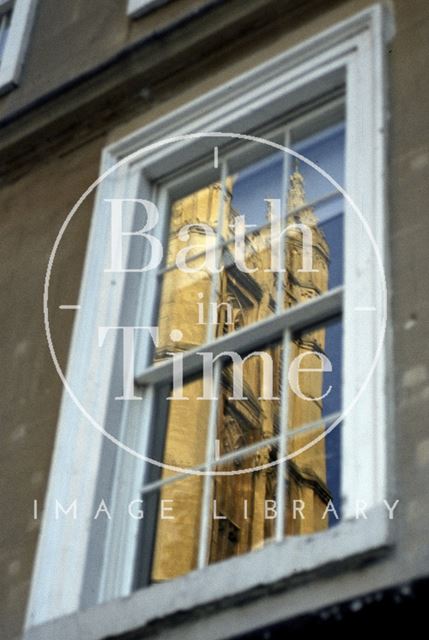 Reflection of Bath Abbey in a nearby window 1984