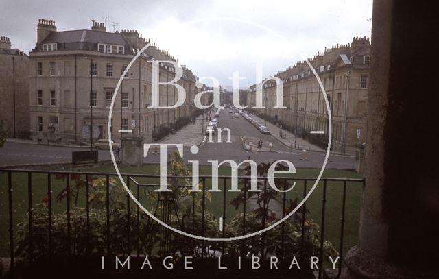 View from the balcony of the Holburne Museum down Great Pulteney Street, Bath 1984