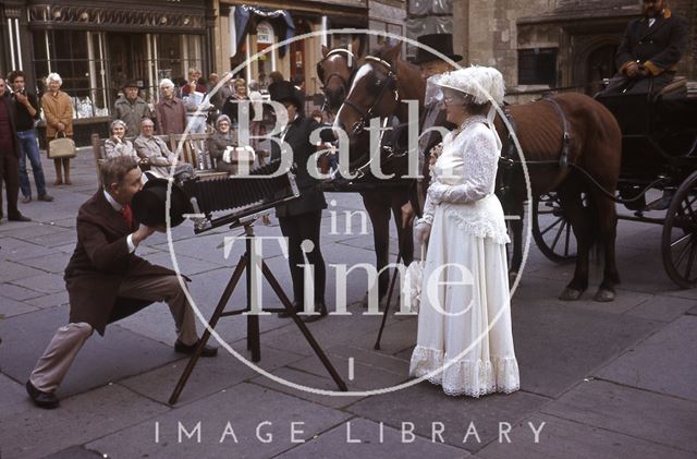 In period costume outside the Abbey, Bath 1984