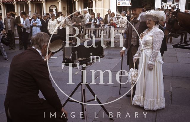 In period costume outside the Abbey, Bath 1984