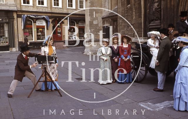 In period costume outside the Abbey, Bath 1984