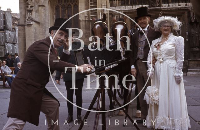 In period costume outside the Abbey, Bath 1984