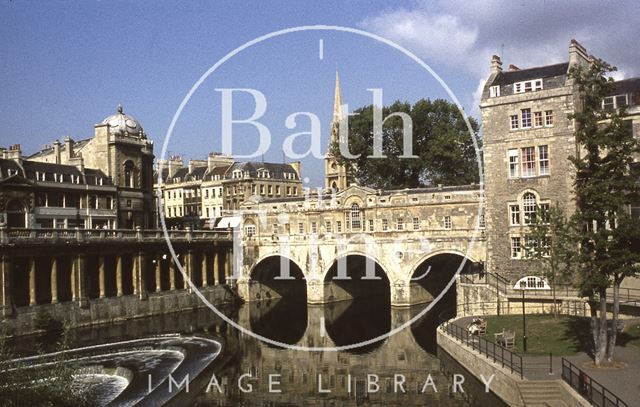 Pulteney Bridge and weir, Bath 1975