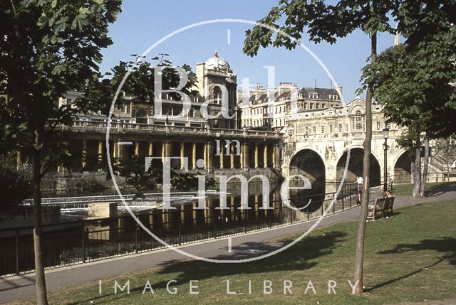 Pulteney Bridge and weir, Bath 1975