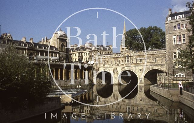 Pulteney Bridge and weir, Bath 1979