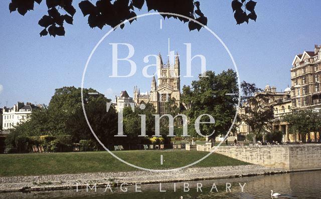 Bath Abbey, viewed over Parade Gardens 1979