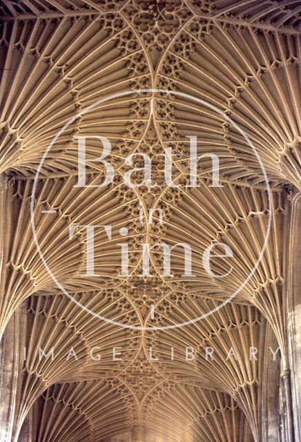 Fan vaulted ceiling inside Bath Abbey 1979