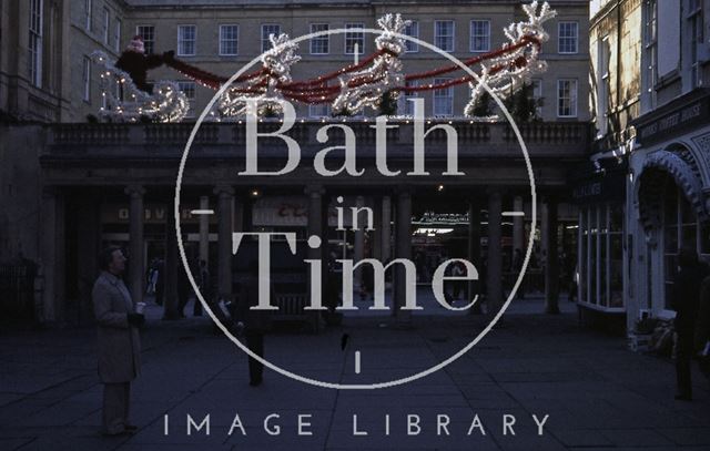 Christmas decorations at Abbey Church Yard, Bath 1979