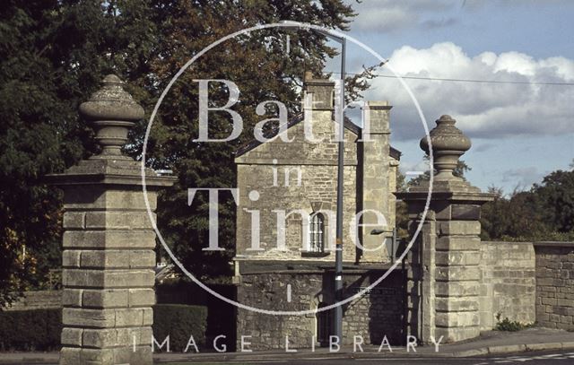 The top lodge and gateposts at Ralph Allen Drive, Bath 1979