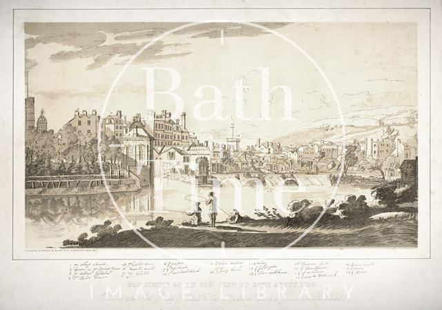 Facsimile of an Old View of Bath about 1730 c.1870