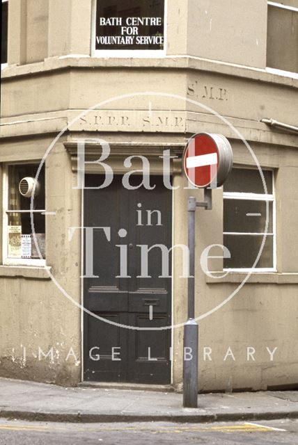 Parish markings, corner of Upper Borough Walls and Trim Bridge, Bath 1979