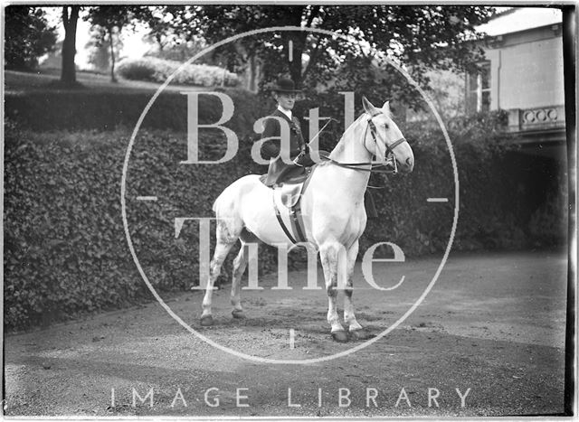 Lady on a horse, Monkton House, Warminster Road, Limpley Stoke, Wiltshire c.1910