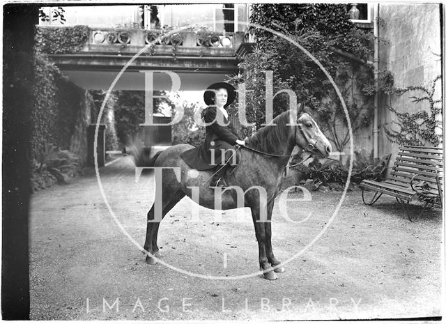 Young girl on a horse, Monkton House, Warminster Road, Limpley Stoke, Wiltshire c.1910