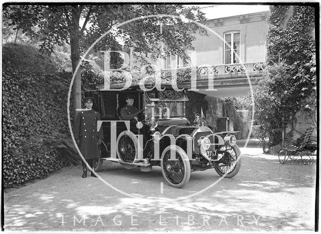 Car and chauffeur, Monkton House, Warminster Road, Limpley Stoke, Wiltshire c.1910