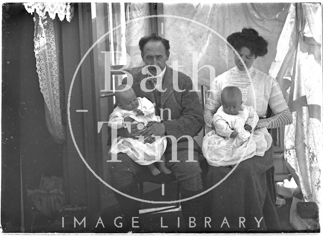 The photographer, his wife and twin sons 1911