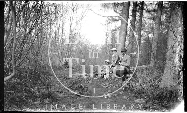 The photographer and his twin boys in Friary Woods near Freshford c.1913