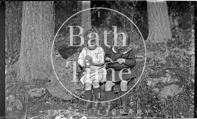 The photographer's twin boys in Friary Woods near Freshford c.1913