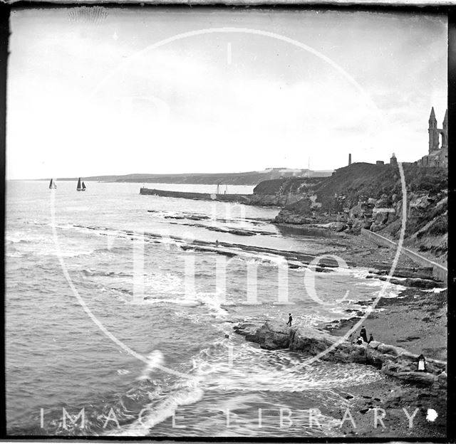 The east end of the Cathedral (far right) at St. Andrews, Fife, Scotland c.1900