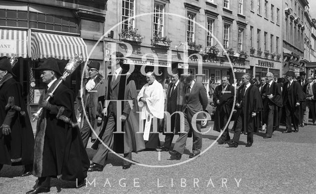 Civic mayoral procession from the Guildhall to the Abbey, Bath 1980