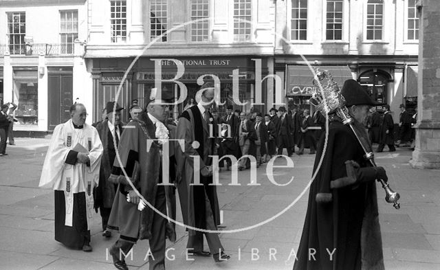 Civic mayoral procession from the Guildhall to the Abbey, Bath 1980