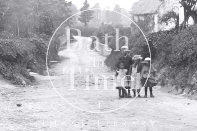 An unidentified country lane with children in the foreground c.1890 - detail