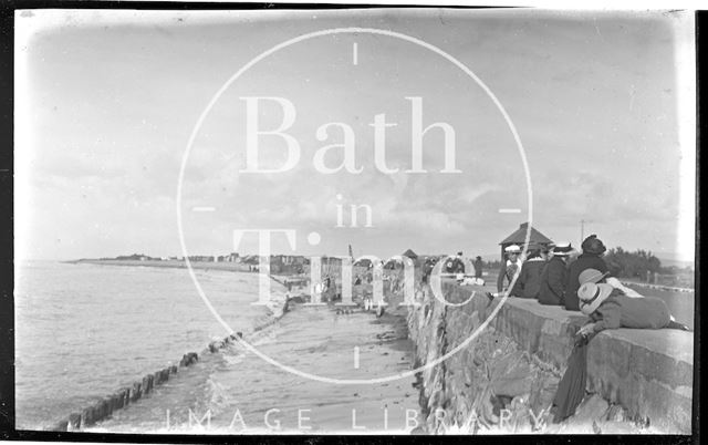 The sea wall, possibly at Blue Anchor near Minehead, Somerset 1914