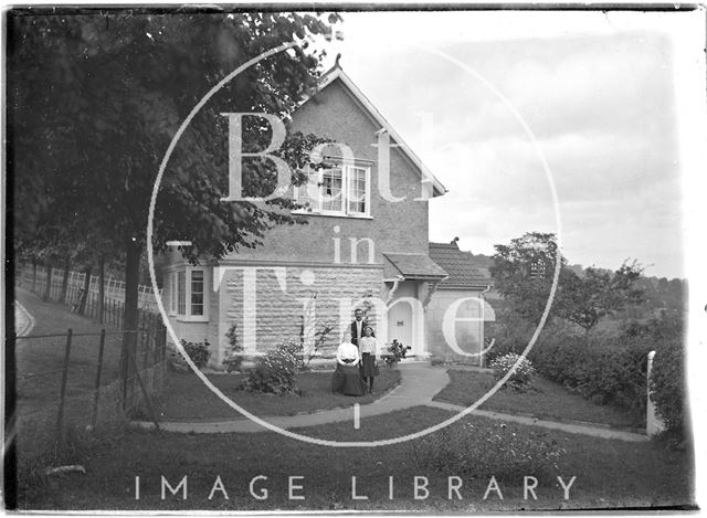 Outside the lodge building at the end of the drive to Monkton House, Limpley Stoke, Wiltshire c.1910