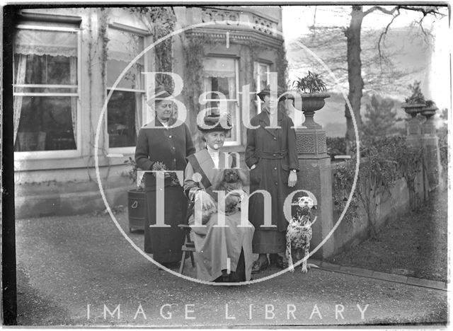 A group of three ladies outside Monkton House, Limpley Stoke, Wiltshire c.1910