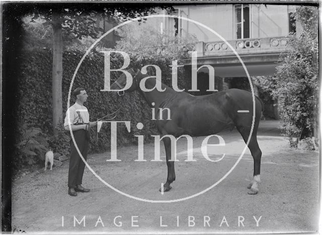 A horse and groom, Monkton House, Limpley Stoke, Wiltshire c.1910