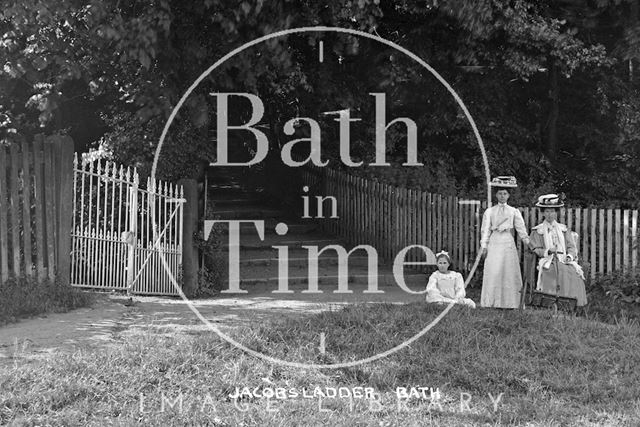 A group of ladies beside Jacob's Ladder, Bath c.1910 - detail