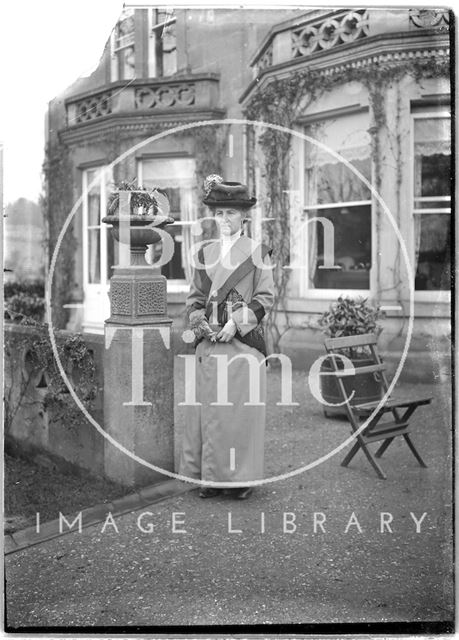 An older lady posing at Monkton House, Limpley Stoke, Wiltshire c.1900