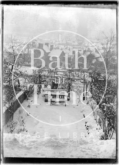 The back garden of 32, Sydney Buildings, Bath after heavy snowfall c.1930?