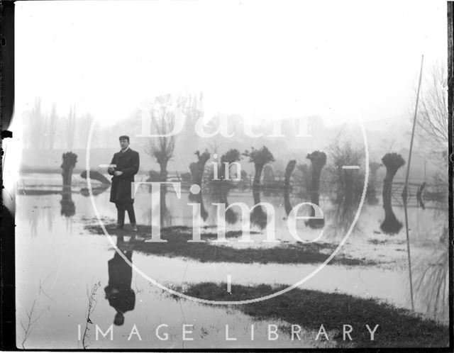 A gentleman reflected in the river at an unidentified location c.1890