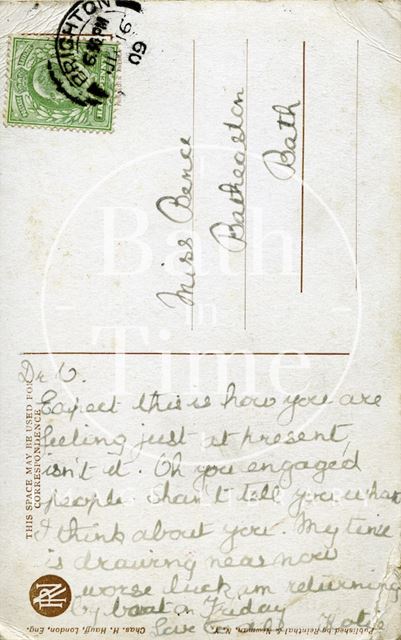 The reverse of a romantic greetings card 1909