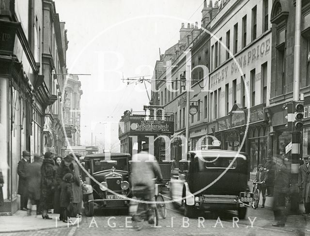 A busy street scene at Cheap Street, Bath c.1930