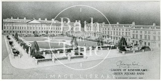 Preliminary Sketch for Garden of Remembrance, Queen Square Bath c.1947