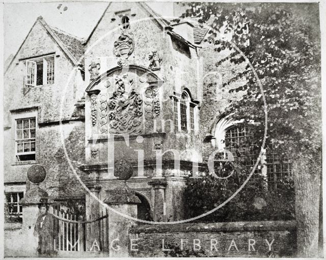 Close-up of entrance porch, Corsham Almshouses, Wiltshire c.1850