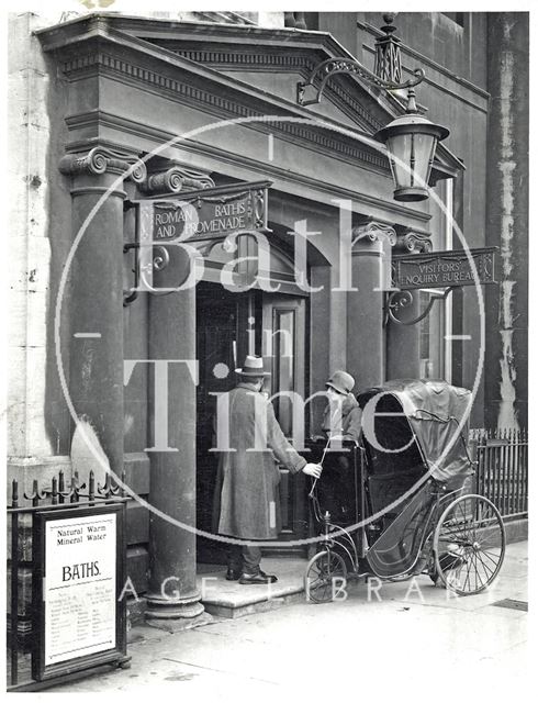 Bath chair at the Entrance to the Roman Baths, Bath c.1930