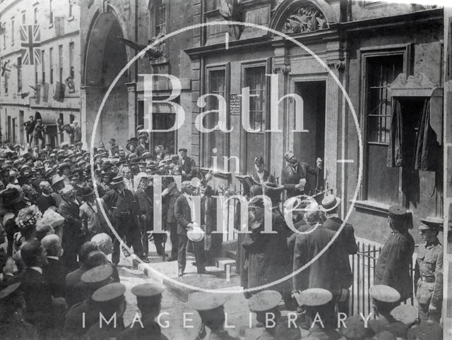 Sir Gilbert Parker Unveiling a Tablet to General Wolfe, 5, Trim Street, Bath 1909