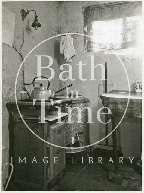 Slum interior, 34, Beechen Cliff Place, Holloway, Cooking & Washing facilities, Bath c.1950?