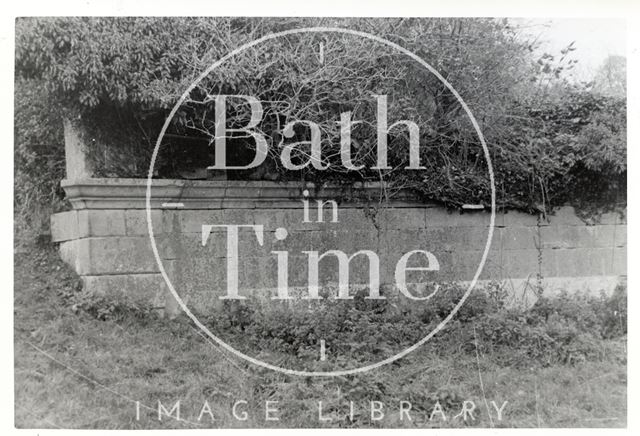 Somersetshire Coal Canal, Midford aqueduct, west side Parapet of aqueduct on north side of stream 1968