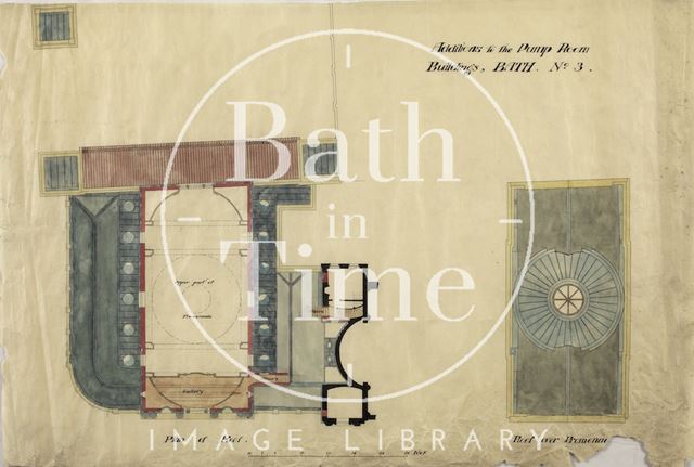 Additions to the Pump Room buildings No. 3 - plan of roof & roof over promenade, Concert Hall, Bath - Charles E. Davis c.1870